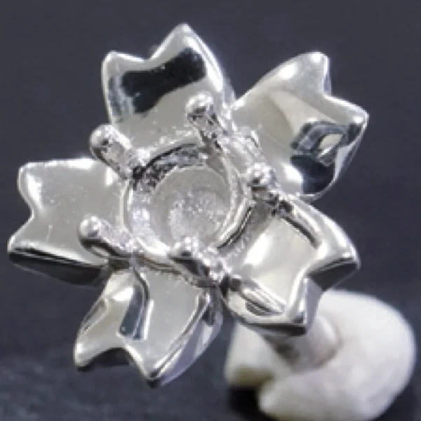 Ring with prongs - 925 Silver - Cherry Blossom Pattern - image 2