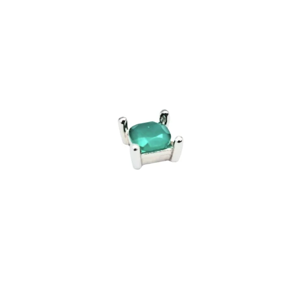 Set piatra naturala Green Onyx + montura argint 925 - patrat 4 x 4 mm