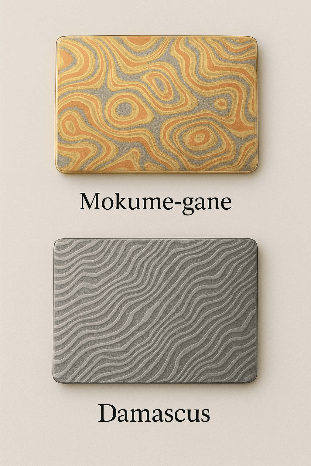Mokume-gane – tradiție japoneză și bijuterie contemporană - mokume gane vs damscus vertical 1