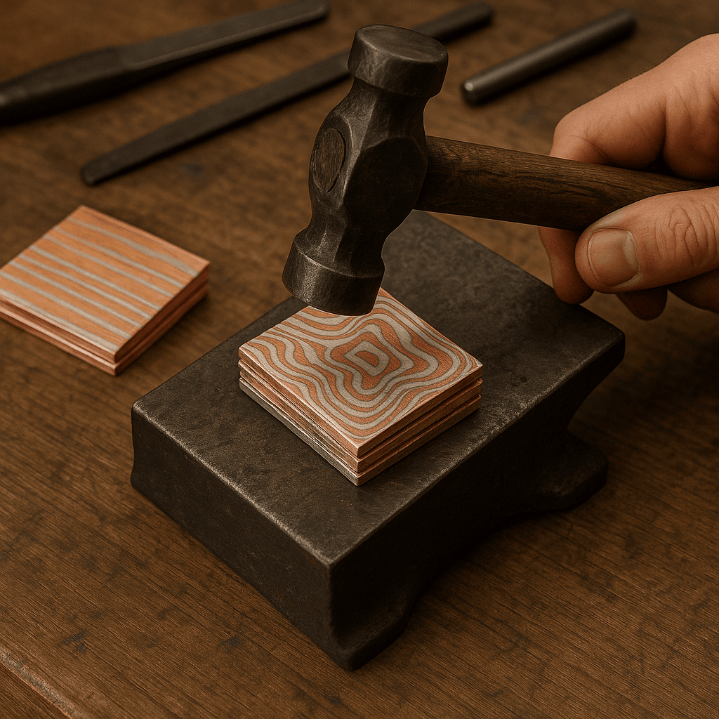 Mokume-gane – tradiție japoneză și bijuterie contemporană - mokume gane proces 1