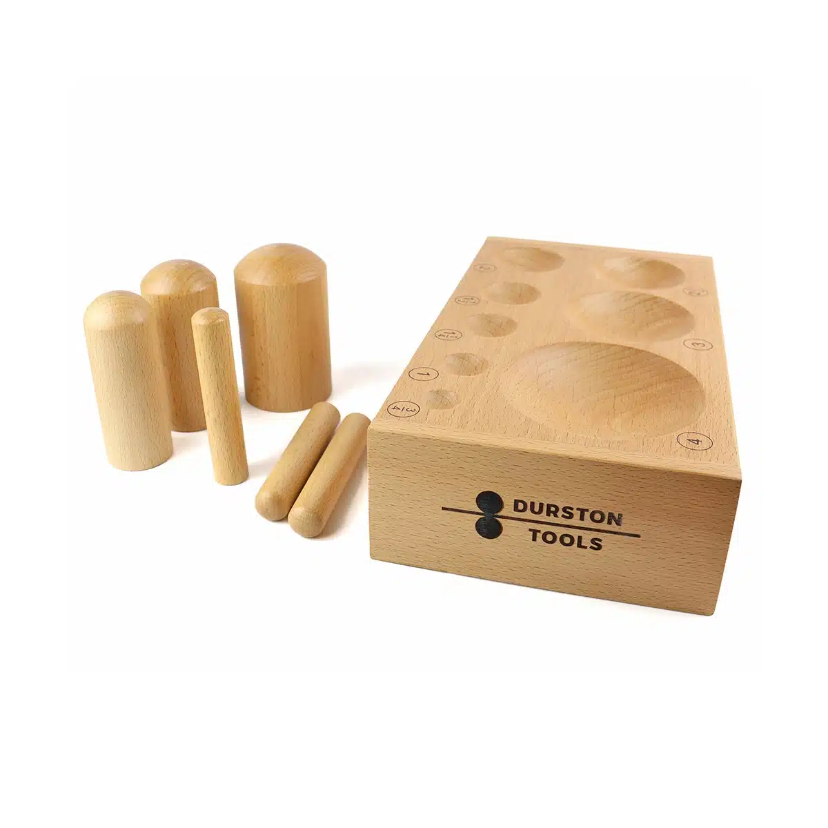 Acasă - Set 6 poansoane cilindrice bloc de formare din lemn – Durston